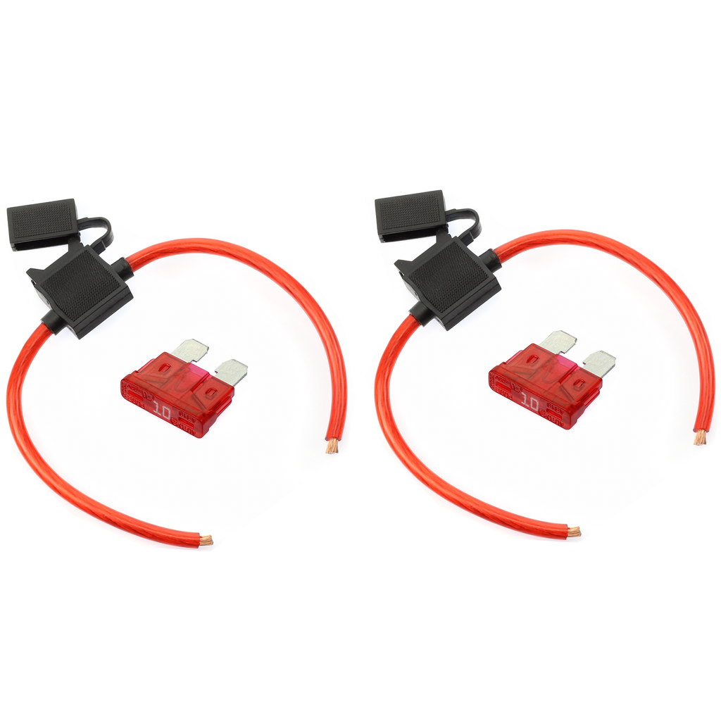 (2) True Spec OFC 10 AWG Gauge ATC Inline Fuse Holder Fuseholder cover & (2) Fuses