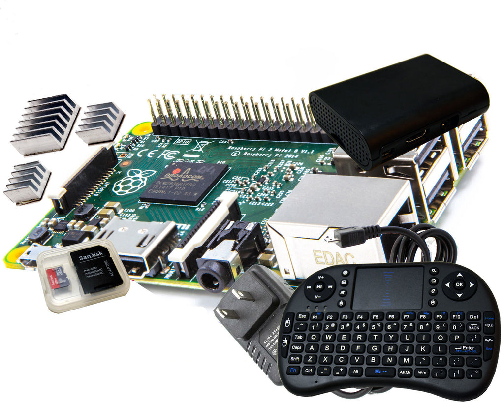 Raspberry Pi 3 Model B 1GB RAM Black Case AC 2.5 Amp 8GB SD NOOBS WIFI Keyboard