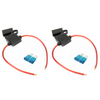 (2) 14 Gauge Gauge ATC Inline Fuse Holder Fuseholder with cover & (2) Fuses