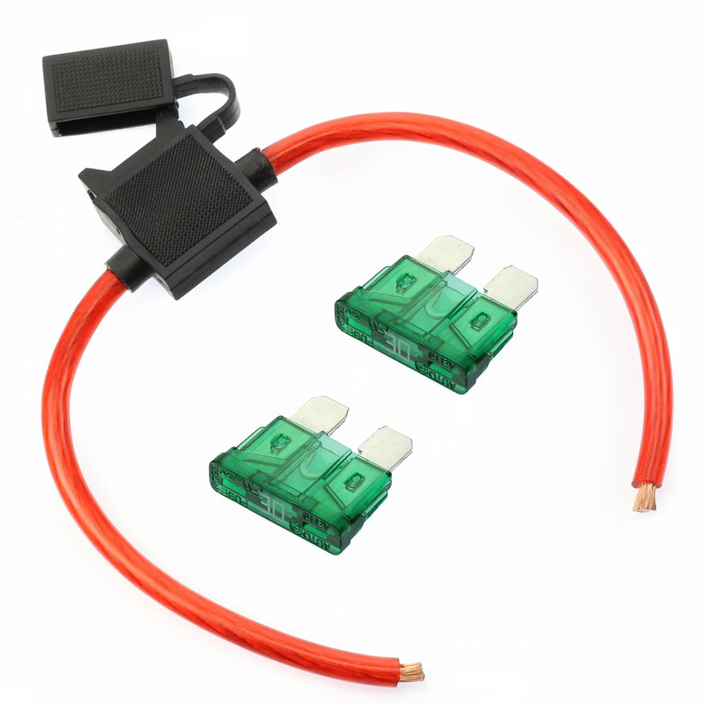 (1) True Spec OFC 10 AWG Gauge ATC Inline Fuse Holder Fuseholder cover & (2) Fuses (10 AMP)