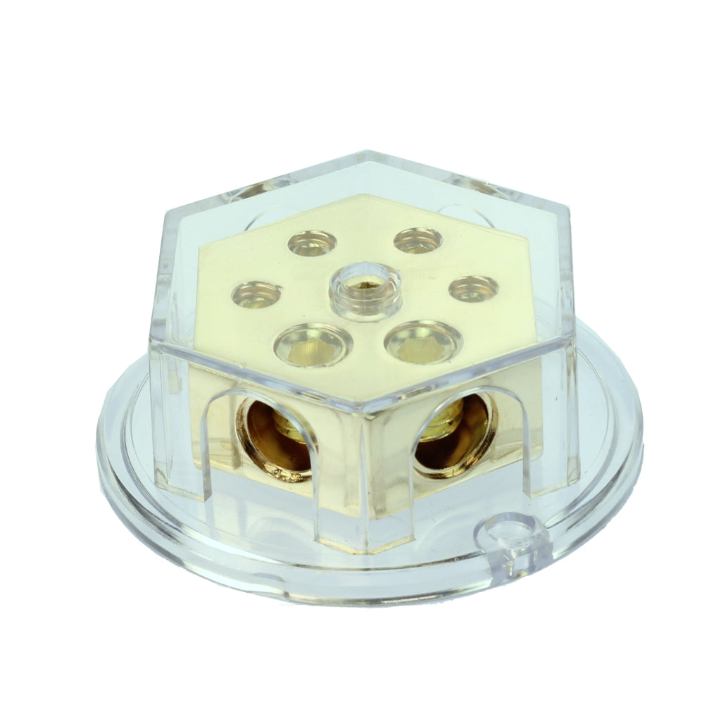 2ea 1/0 Gauge to 4ea 4 Gauge Pos or Neg Ground Distribution Block by Voodoo