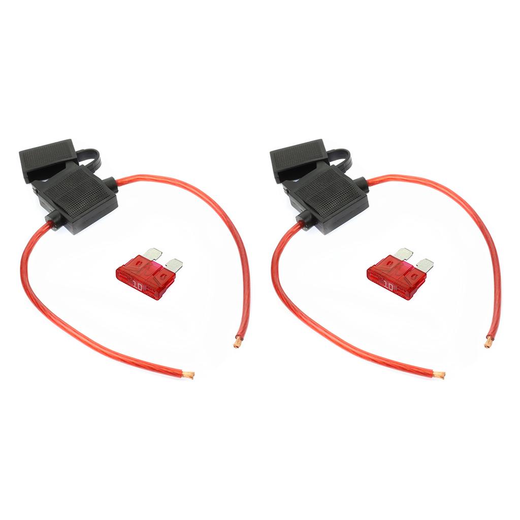 (2) 14 Gauge Gauge ATC Inline Fuse Holder Fuseholder with cover & (2) Fuses