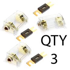 (3 Pack) ANL Fuse - Gold Holder Voodoo 2/0 or 1/0 0 gauge w/ 45 Deg Angled Cover