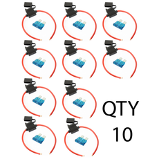 (10) 12 Gauge Gauge ATC Inline Fuse Holder Fuseholder with cover & (10) Fuses
