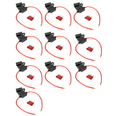 (10) 14 Gauge Gauge ATC Inline Fuse Holder Fuseholder with cover and (10) Fuses