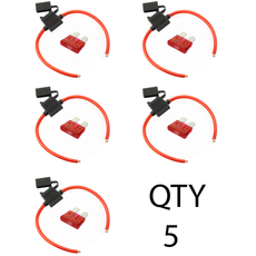 (5) True Spec OFC 10 AWG Gauge ATC Inline Fuse Holder Fuseholder cover & (5) Fuses