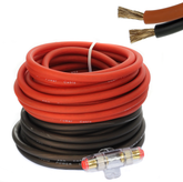 50 ft 25 Red & 25 Black 4 AWG Gauge Power Ground Wire w/ AGU Fuseholder & 100 Amp Fuse