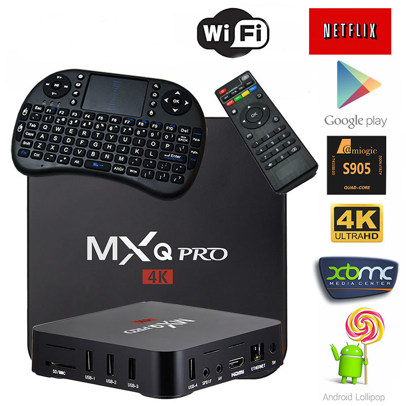 MXQ Pro 4K S905X Quad Core Android 5.1 Smart TV Box WIFI 1G+8G + Keyboard