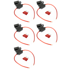 (5) 14 Gauge Gauge ATC Inline Fuse Holder Fuseholder with cover & (5) Fuses
