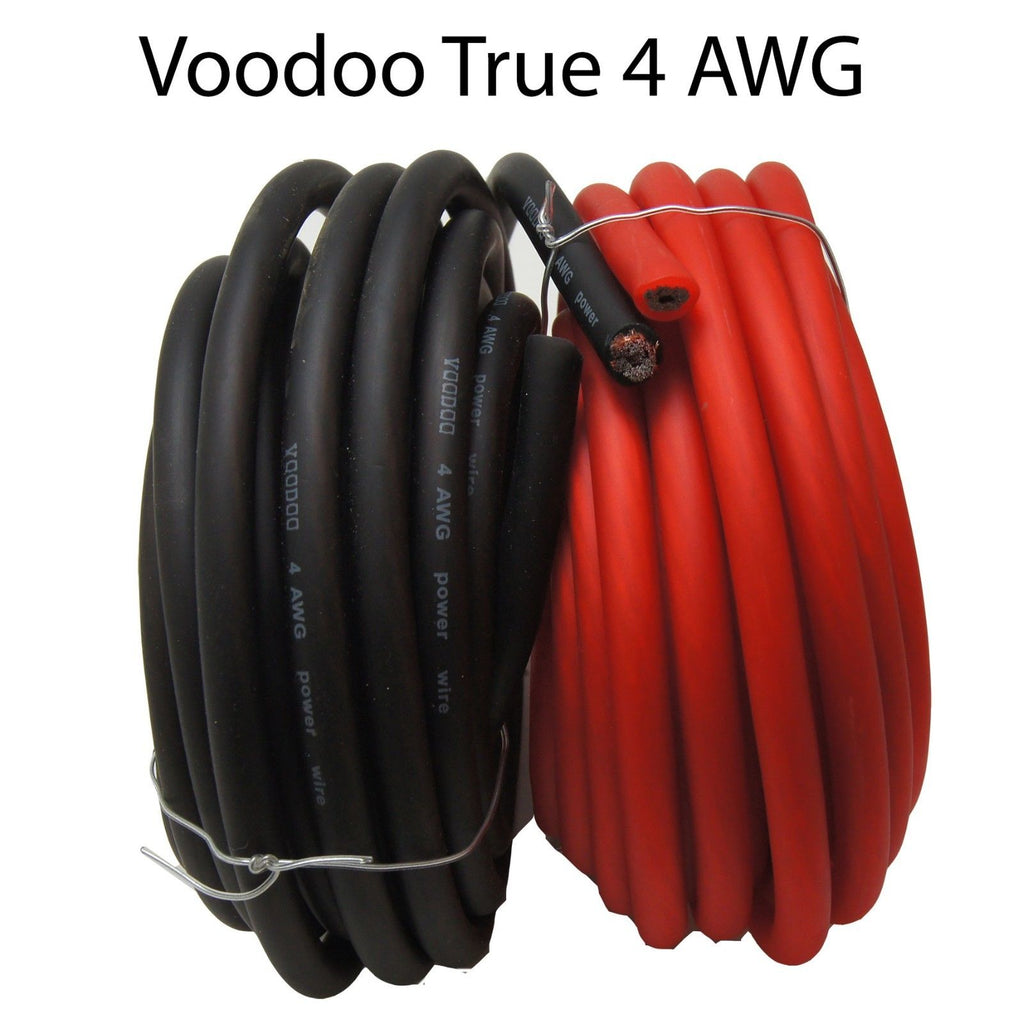 Voodoo 60 ft 30 RED &30 BLACK 4 Gauge True AWG 100% OFC Copper Power Ground Wire