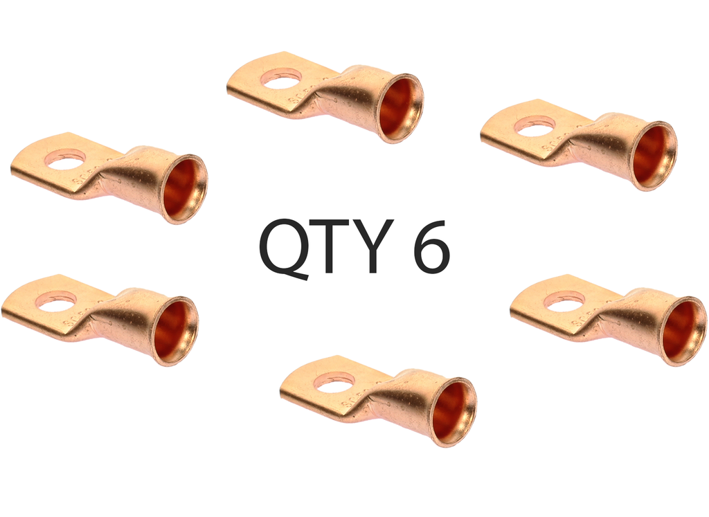 (6) Wire Ring Terminal Copper 1/0 AWG Gauge 5/16" Connectors Car Audio Terminals