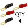 4 AWG auge Gold Wire Crimp Cable Ring Terminal Red / Black Boots 3/8" Lug